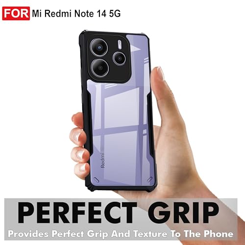 Image of Zapcase Back Case Cover for Mi Redmi Note 14 5G | Compatible for Mi Redmi Note 14 5G Back Case Cover | Clear Case with Camera Protection | (TPU + PC | Matte Black)