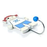 Mousehouse Gifts - Charming Blue Pirate Wall Hook, Wooden Coat Peg for Children's Bedroom Decor (Blue Pirate)