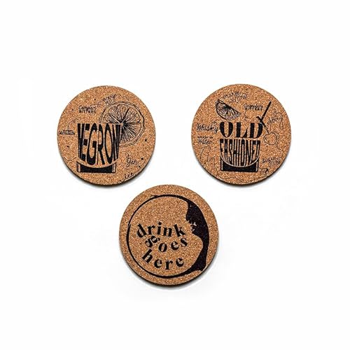 Image of SpeedX Home Bar Essentials - Set of 3 Wooden Coasters Sustainably Harvested Wooden Wine Corks