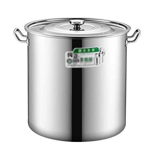 KAUTO Olla común, Olla Grande de Acero Inoxidable 304 Gruesa para Catering/hogar con Tapa, Olla de Cocina, para Estufa de Gas/Cocina de inducción (20-90L) Olla común (tamaño: 90L)