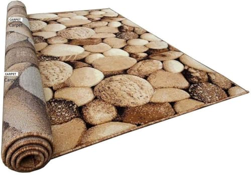 Image of Soft Premium Gold Carpet 5x7 ft Rectangular Washable, Anti-Skid, Fade-Resistant Acrylic Rug for Living Room, Hall, Bedroom, Modern Decor