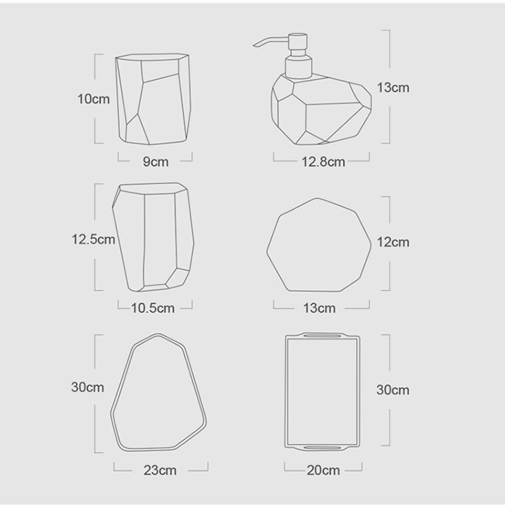 Accesorio de baño Juego de accesorios de baño de cerámica Juego de accesorios de baño de diseño simple de 6 piezas Juegos de decoración de baño Accesorios Artículos de tocador Juego de lavado de baño