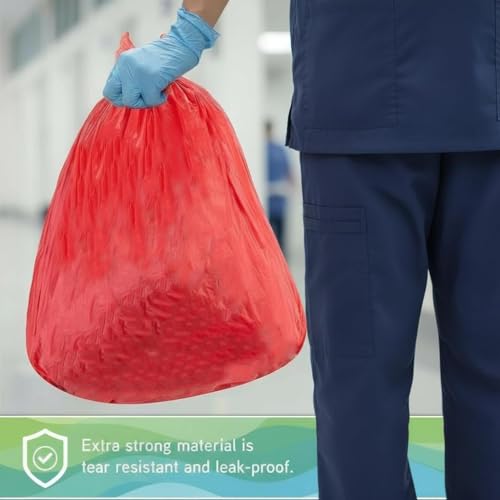 Image of ELLA Red Garbage Bags 30 x 37 Inches 3 Rolls 30 Bags Extra Large Tear Resistant Bags for Household Waste Disposal in Kitchen Bathroom Office and Outdoors With Check Duster Cloth Free
