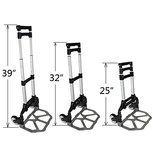JupiterForce 170 lbs Capacity Luggage Cart Aluminum Lightweight Portable Hand Truck with Wheels