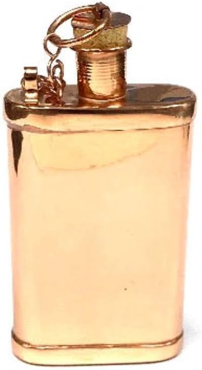 Historical Replication Copper Flask with Cork Top and Copper Chain Handmade 12 oz -+.