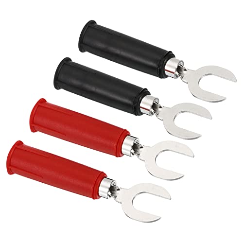 Image of PATIKIL U Type Banana Plugs Set, 2 Set 4mm Copper Fork Spade Wire Connector Adapter for Multimeter Test Lead Electrical Circuit Measurement, Black Red