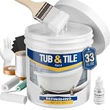 Rosemeek Tile Paint, Tub and Tile Refinishing Kit with Tools, 33oz Water-based White Tub Paint for Bathtub, Quick Dry Bathtub Paint for Bathroom, Kitchen, Toilets