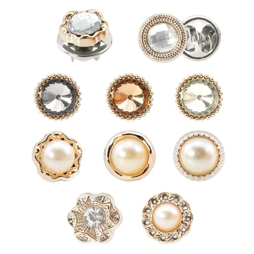 Quacc 10 PCS Women Shirt Brooch Buttons Blouse Modesty Pins Cover Up Brooch Lapel Pins Safety Button Prevent Accidental Exposure Decorative Pins for DIY Bag Cardigan Dress Clothes