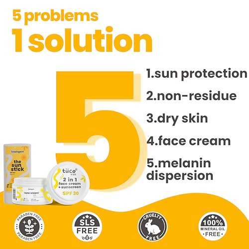 Image of Tuco Kids Sunscreen Stick SPF 50 (14gm) & Sunscreen Cream SPF 30 (50gm) | Combo Pack of 2 | Safe for Kids and Baby | UVA /UVB PA++++ | Broad Spectrum | Benzophenone- 3 and Avobenzone Free | Ages 2-5, 5-10, 10-15 | 64 gm |