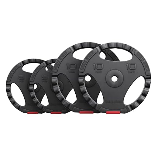 GORILLA SPORTS® - Juego de discos de pesas vinilo 30 Kg Triple Agarre - 2x 10 kg 2x 5 kg Díametro 30/31 mm