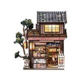 DIY Book Nook Kit, Japanischer Stil, Frühlings-Lebensmittelgeschäft, Miniaturhaus, 3D-Holzpuzzle, Bücherregal-Einsatz, Kreatives Geburtstagsgeschenk, Heimdekoration für Erwachsene Grocery Store