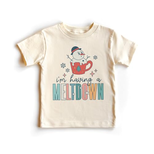 I'm Having A Meltdown Toddler Shirt - Melting Snowman Funny Christmas Kids T-Shirt - Boys Girls Graphic Tees - Natural Toddler & Youth Tee