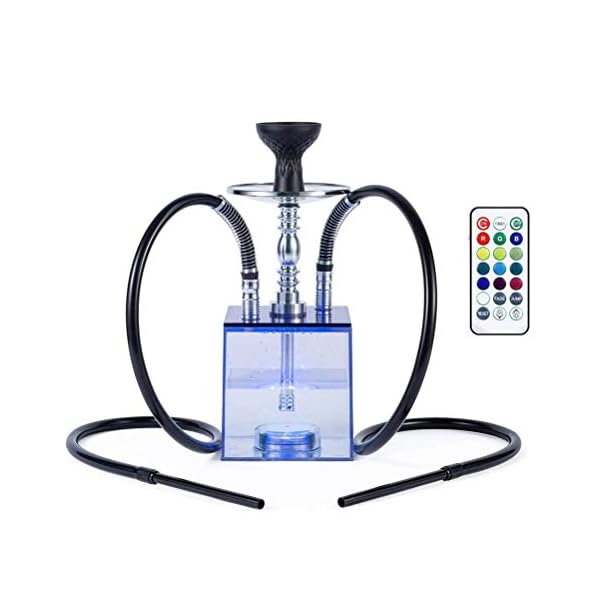 LMEILI Shisha-Set, 2 Silikonschlauch-Shisha-Komplettset mit magischem Remote-LED-Licht für besseres Shisha-Narguile…