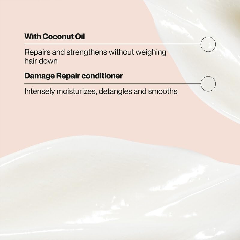 Suave Coconut Infusion Shampoo and Conditioner, Visible Damage Repair – Moisturizing Frizz Control Hair Products for Women & Men, 12.6 Oz Ea
