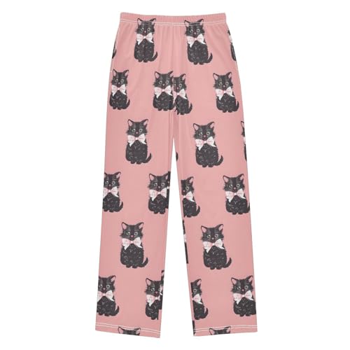 Pajama Pants Cute Cats with Bows PJ Bottoms Sleepwear Lounge Sleep Pant with Pockets