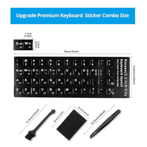 Softamm KEYBOARD-SKINS Korean Keyboard Stickers[5 In 1],Korean-English Keyboard Letter Replacement Sticker White Letter/Black Background thumb #5