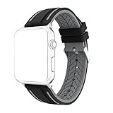 AISPORTS Compatible para Apple Watch Correa 44mm 42mm, iWatch Series SE/6/5/4/3/2/1 Correa de Silicona con Pulsera de Metal Correa de Repuesto para Apple Watch 42mm 44mm Serie SE/6/5/4/3/2/1