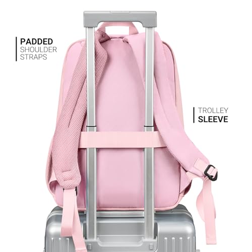 Image of ZORFIN 26L Backpack for College, and Travel: Corduroy Bookbag - Light Pink