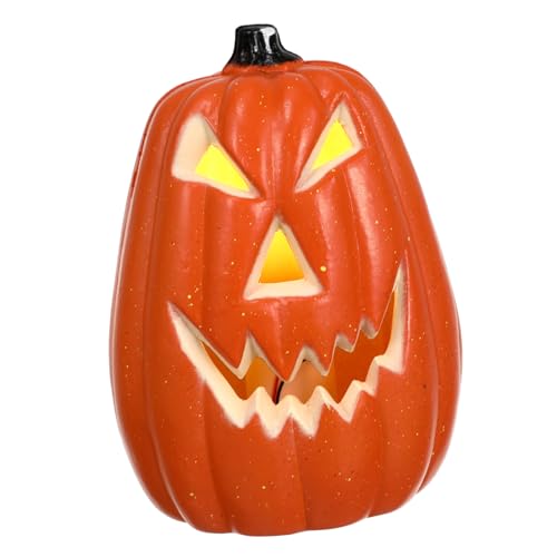 Happyyami 1Pcs LED Pumpkin Lamp Halloween Decorative Light Creative Orange Skull Design for Indoor Outdoor Party Halloween Atmosphere Decor Lightweight Portable Pumpkin