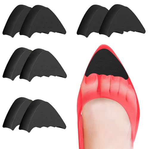 Image of 4 Pairs Shoe Toe Inserts, Adjustable Shoe Filler Inserts for Women Men, One Size Toe Cushion Fillers, Make Shoes Fit Half-Size Cushion Anti Loose & Prevent Heel Sliping (Black)