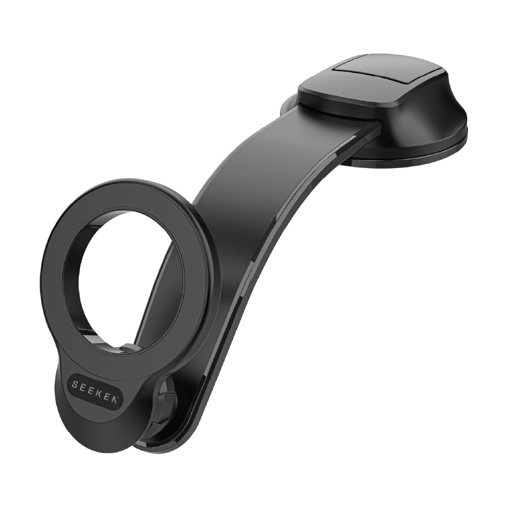Seeken MagPower Car Phone Holder | Compatible with iPhone 16/15/14/13/12, Samsung S25/S23 | Essential Car Accessories | Magnetic Phone Holder for Car with 360° Rotation, Mobile Holder for Car | Black