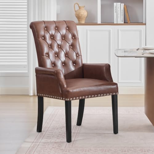 adochr High Back PU Dining Chair with Arms