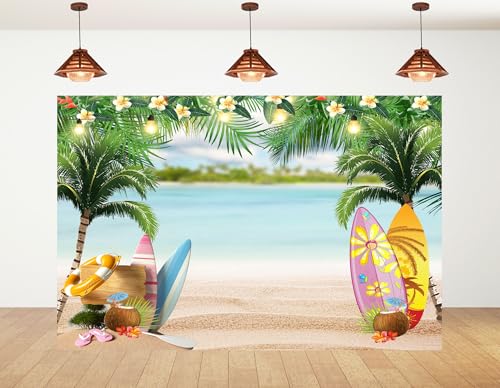 16x10ft Summer Beach Backdrop Tropical Seaside Palm Trees Island Blue