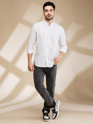 Image of Being Human Beige Slim Fit Regular Collar Men's Shirt Clothing