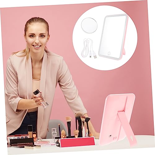 Fomiyes 1Pc Square Mirror Tabletop Mirror Portable Mirror Touch Screen Led Mirror Lighted Cosmetic Mirror Adjustable Stand Mirror Makeup Mirror Foldable Mirror Desk Mirror Vanity Mirror #TOP6