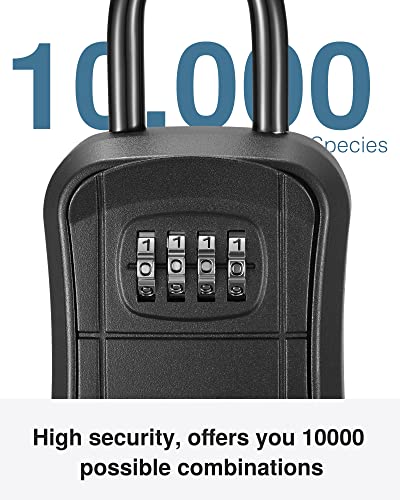 Image of Puroma Key Lock Box, Portable Combination Lockbox Wall-Mounted Storage for House Keys, Resettable Code Safe Security Lock Box for Home, Office, Apartment Spare Key Storage (4 Pack, Pure Black)