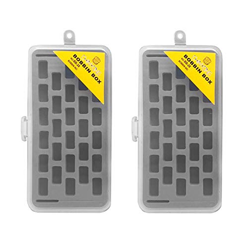 YEQIN Set of 2 Plastic Bobbin Storage Boxes - Sewing Craft Plastic Case Storage Box