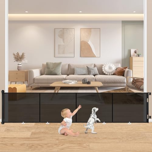 Cancelletto di Sicurezza Retrattile per Bambini, 0-500 cm Cancelletto Estensibile per Bambini Scale e Corridoi Interni ed Esterni Cancello per Cani (Nero)