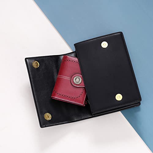 Image of SENDEFN Small Womens Wallet Leather Bifold Card Holder RFID Blocking with Zipper Coin Pocket