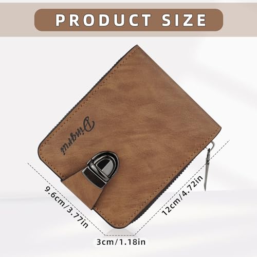 WishLotus Zipper Trifold Wallets for Men, Classic Leather wallet Come with 5 Credit Card Slots 1 Coin Pocket and 2 ID Window (Black)3