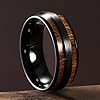 King Will Nature 8mm Mens Domed Blue/Green/Brown/Black Maple Inlay Black Tungsten Carbide Ring Brushed Wedding Band, tungsten, not known #1