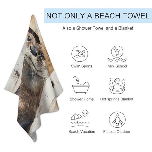 Serviette de plage loutre extra large drap de bain microfibre 130 x 80 cm - 4