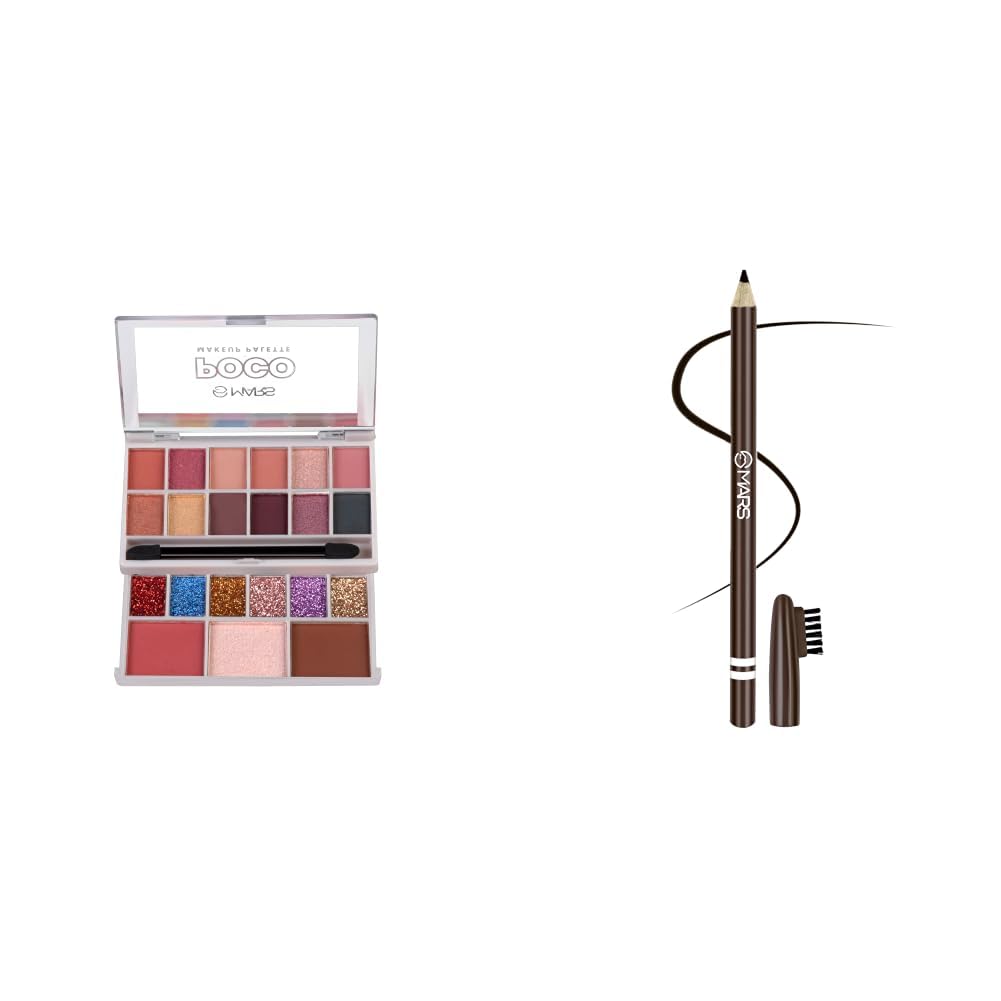 MARS Poco Face Makeup and eyeshadow Palette with Slider Case MARS Eyebrow Pencil With Spoolie-image-19