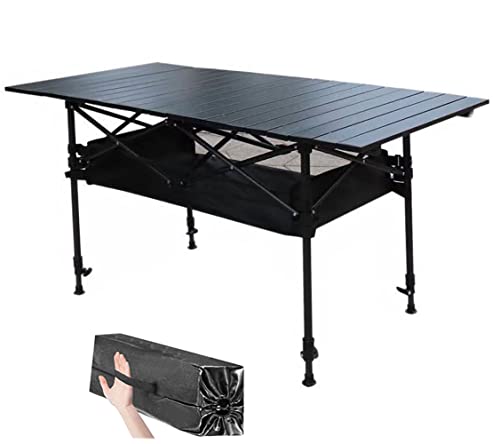 Itta Top Aluminum Folding Camping Table Lightweight Outdoor Roll Up Camping Picnic Bbq Desk Laptop Banquet Table With Storage Bag- Adjustable The Height Of Any Leg #TOP1