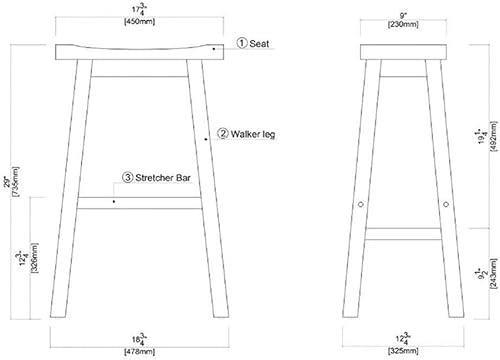 Miniatura 61 de Boraam Sonoma Taburetes de bar de cocina sin espalda, cepillo de alambre gris tormenta, juego de 2 Cepillo de alambre gris tormenta,Cepillo de