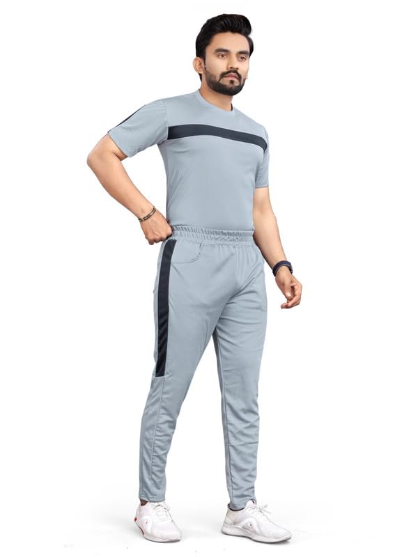 Lightweight Tracksuit for Men –Sports T-Shirt-Pant Combo-Metrix GREY_C15_L-image-42