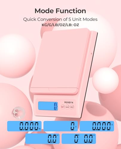 munbyn shipping scale accurate 66lb01oz postal scale with sweet pink style holdtearpcs function auto-off battery amp ac adapter back-lit lcd display digital scale for packages and food pink