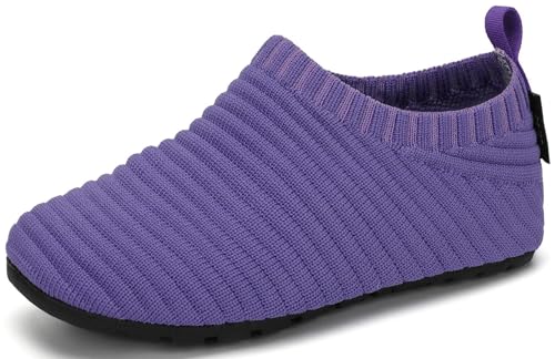 SAGUARO Zapatillas de Estar por Casa Zapatillas de Niños Niñas Antideslizantes Calcetines Zapatillas de Punto Interior Exterior Pantuflas Infantiles, Iris Morado, 34/35 EU