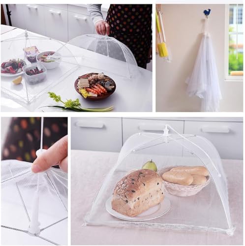 Image of 17-Inch Pop-Up Mesh Food Covers (Pack of 5) - Collapsible Reusable Umbrella Tents for Outdoor Food, Fruits, BBQ, Picnic & Kitchen Table Protection