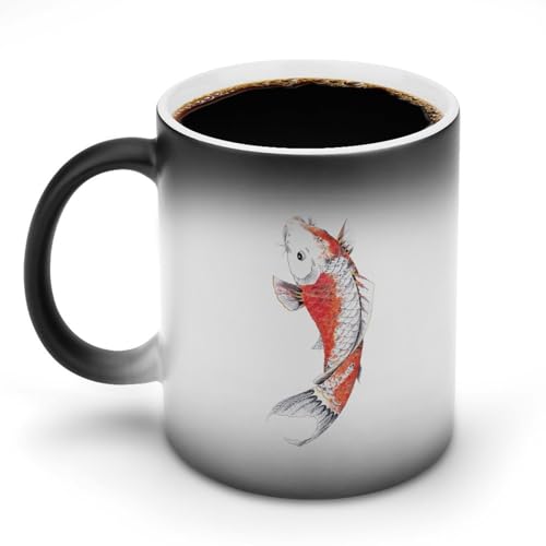 変色カップ マグカップ 鯉柄 和柄 和風 ティー 創意 コーヒーカップ セラミックマグ 飲用 色が変わる 大容量 家庭用 夫婦 子供 誕生日 記念日 結婚祝い 直飲み 熱感度 耐熱 耐冷 紅茶 珈琲 緑茶 大人 可愛い 贈り物 人気 男女兼用