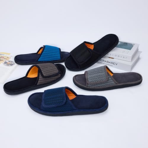 Image of Men's Adjustable House Slippers, Mesh Open Toe Breathable Indoor Slip on
