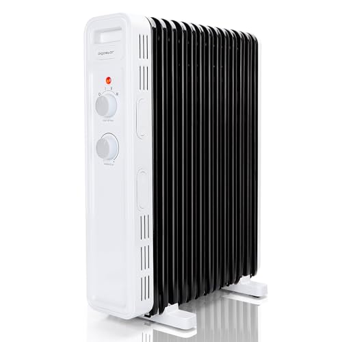 aigostar radiateur à bain d'huile 11 éléments. 2300 w, 3 niveaux de puissance et thermostat réglable. protection contre la surchauffe et les basculements. Économie d’énergie. 20m2. luke
