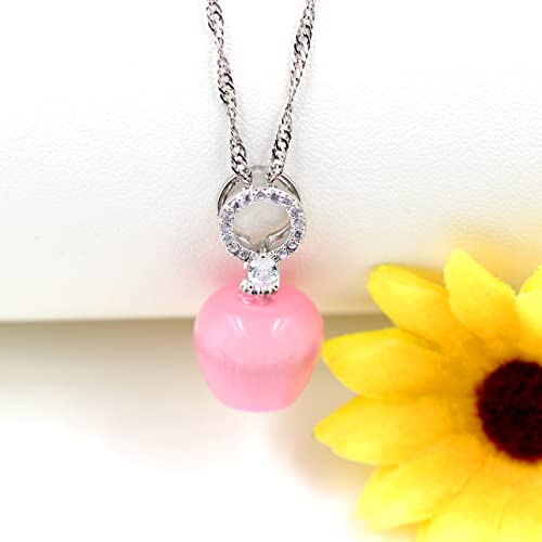 Uloveido Fashion Fruit Apple Shape Necklace for Women Platinum Plated 8 Colors CZ Crystal Apple-Shape Pendant Necklace for Lady Anniversary Birthday Jewelry Gift Y19534