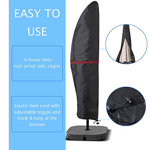 Shieldo Patio Umbrella Covers,Light-Weight and Durable Cantilever Umbrella Cover,420D Waterproof Patio Umbrella Covers for 9ft with Push Rod