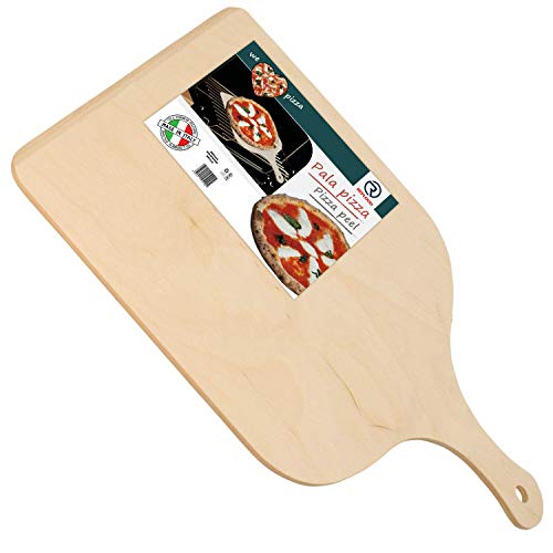 REPLOOD Pala Tagliere Vassoio per Pizza in Legno di Betulla 30 x 42 Cm con Impugnatura