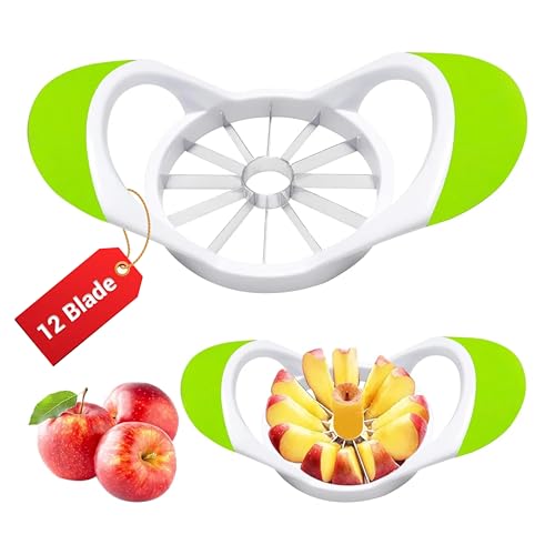 ARSUK Apple Slicer Corer Cutter (12 Blades) Non Slip Soft Handles, Stainless Steel Blades, Dishwasher Safe Kitchen Tool & Gadget, Thin Slice Apple Wedger